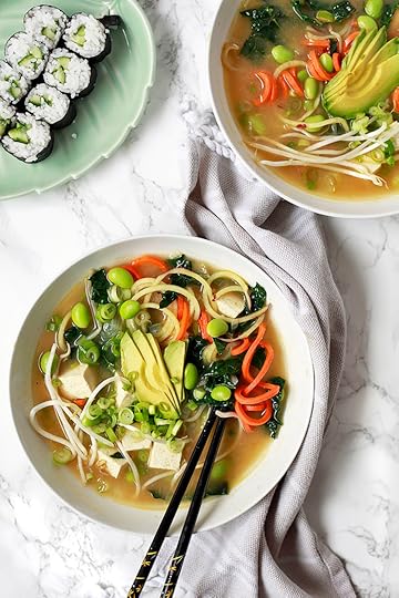 vegan miso soup with vegetables