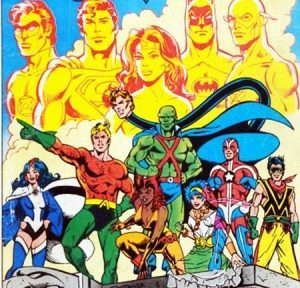 note: this cover was used only months before Wonder Woman was erased from the origin story of the Justice League