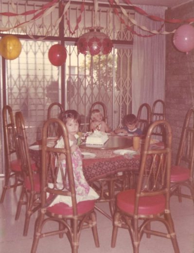 Birthday party, our rattan table and chairs