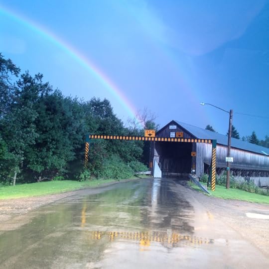 double rainbow over the Rusagonis #2 Covered Bridge in Rusagonis August 19, 2016
