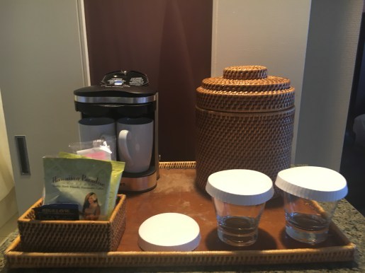 Coffee, tea, ice bucket, cups