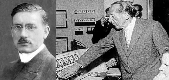 Figure One. Right: Peter Debye in 1912. Image Credit: Public Domain via Wikimedia Commons. Left: Paul Scherrer. Image Credit: Courtesy of Paul Scherrer Institut, Vilingen, Switzerland.