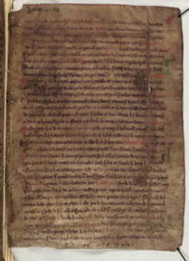 A page from a skin manuscript of Landnámabók, a primary source on the settlement of Iceland.