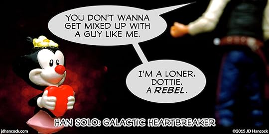 PopFig toy comic with Han Solo quoting Pee-Wee Herman to Dot.