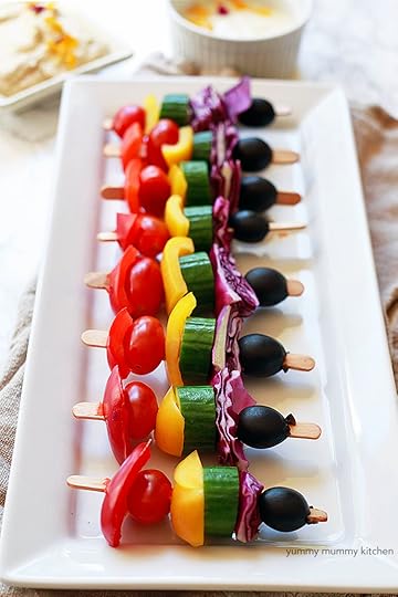 rainbow veggie skewers for kids