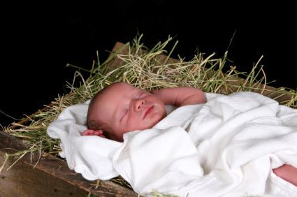 real baby in the manger: 
