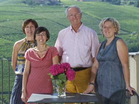 The Rocca sisters - Daniela, Monica and Paola - with their late father and Barbaresco visionary Angelo Rocca.