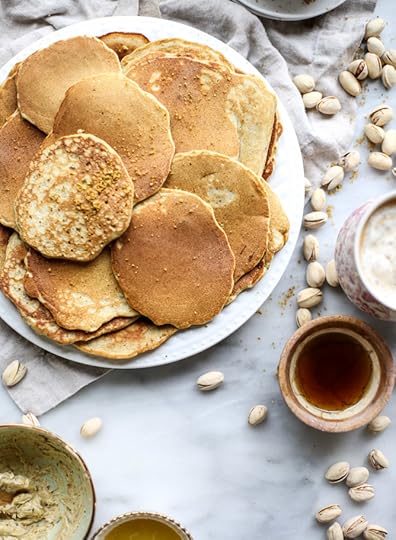 pistachio pancakes with pistachio butter I howsweeteats.com