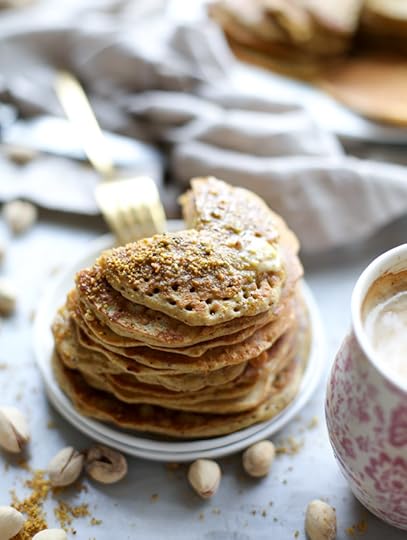 pistachio pancakes with pistachio butter I howsweeteats.com