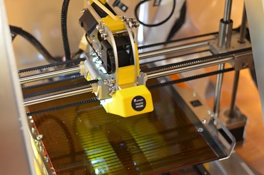 Then I had to attach the touch probe when instructed by the touchscreen. Like a lot of the components of the ZMorph, the touch probe uses powerful magnets to lock into place.