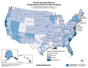 “Gender Earnings Ratio by Congressional District (114th Congress)” | Tim St. Onge, Library of Congress Congressional Cartography Program, 2015.
