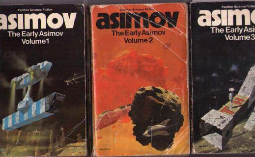 Covers of the Panther editions of <i>The Early Asimov</i>, with typically anonymous Chriss Foss spaceships.