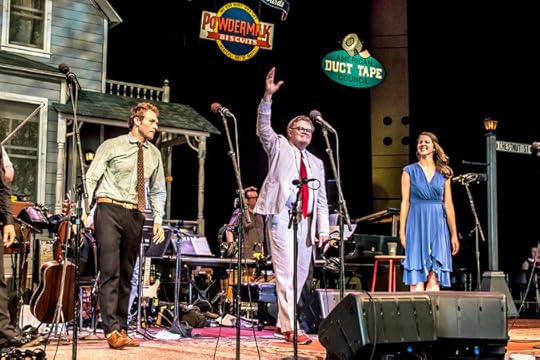 Chris Thile, Garrison Keillor and Heather Masse in June, during one of Keillor’s last performances as host of “A Prairie Home Companion.” Credit Mark Peterson/Redux, for The New York Times