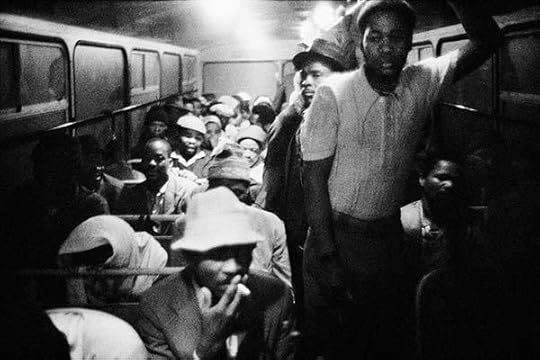 David Goldblatt, 3:15 a.m. Going to work: The Wolwekraal - Marabastad bus is licensed to carry 62 sitting and 29 standing passengers, 1983 © the artist and courtesy Pace/MacGill Gallery, New York and Goodman Gallery, Johannesburg and Cape Town
