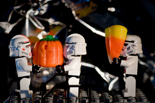 That's my candy pumpkin! No, I had it first! You've had three already! MOOOOOOOMMMMMMMM!!!!! (The LEGO storm troopers never disappoint. Image by DuckBrown, via Flickr)