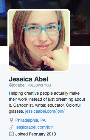 Jessica Abel Twitter bio