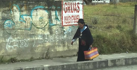 Woman Walking by Roadside