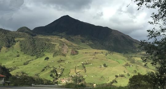 Dark cloud over mountain