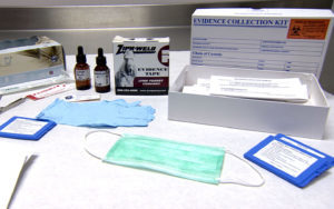 A representative sexual assault evidence collection kit.