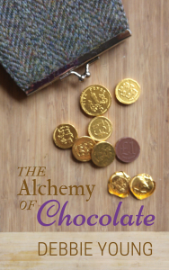 Cover image for The Alchemy of Chocolate showing chocolate coins falling out of a purse