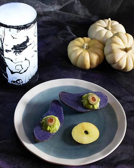Spooky Purple Potato Eyes with Smoked Avocado Mousse