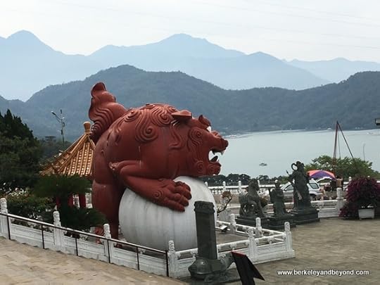 view of lake from Wenwu Temple at Sun Moon Lake in Taiwan