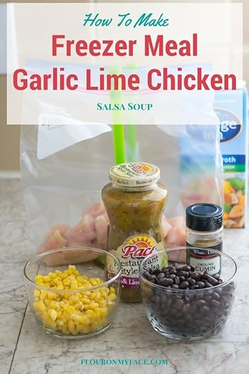 How to make freezer meal Crock Pot Garlic Lime Chicken Salsa Soup recipe via flouronmyface.com