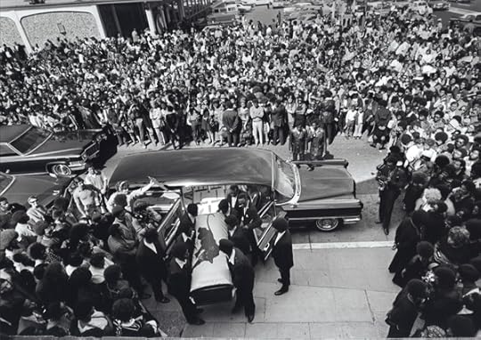Stephen Shames, Oakland, California, USA: Black Panthers carry George Jackson's coffin into St. Augustine’s Church for his funeral service as a huge crowd watches, August 28, 1971Courtesy the artist and Steven Kasher Gallery