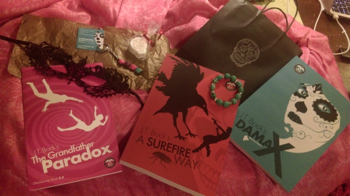 I went to the Washington Romance Writers blogger & reader's lunch and all I got was THIS FABULOUS BAG OF GOODIES!!! The turquoise skull bracelet was the show stopper. 