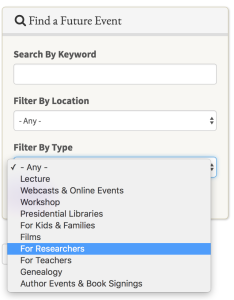 Searchable Calendar of Events