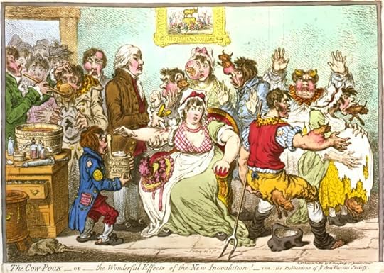Would people innoculated with cowpox become cows? The cartoonist James Gillray lampooned the fear.