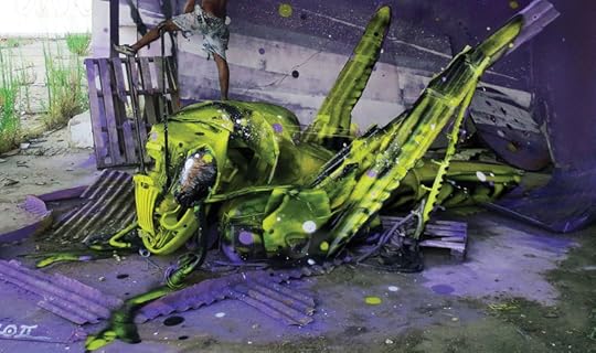 Bordalo II grasshopper trash art