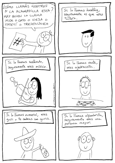 Cómic sobre cómo se llama la almohadilla, el michi, el gato, el tatetí, el hashtag, el sostenido, el mate, el numeral o la alfombrilla.