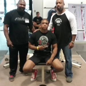 steve goggins with his lifters mike da bird parrott and john greaves III