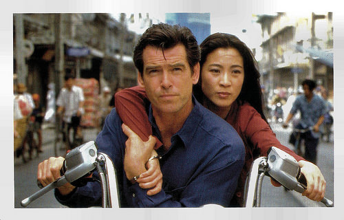 Pierce Brosnan and Michelle Yeoh in Tomorrow Never Dies (1997)