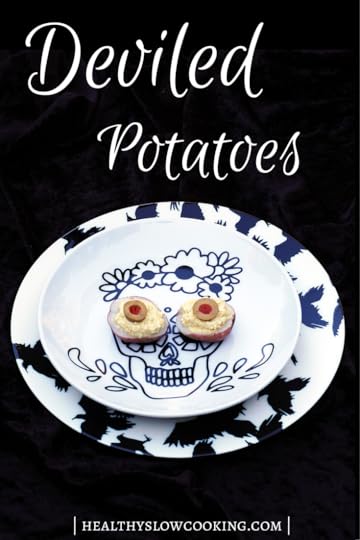 Vegan Deviled Potatoes for Halloween from Healthy Slow Cooking made with @tastefulselect #katieskrops 