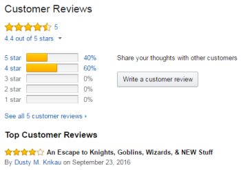 Screen capture of customer reviews of