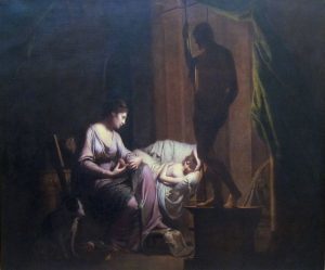 Joseph Wright of Derby. Penelope Unravelling Her Web by Lamp Light. exhibited 1785 Source: Wikimedia Commons
