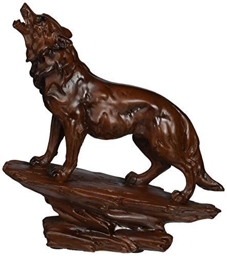 wooden wolf figurine: