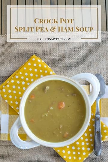 Crock Pot Split Pea Ham Soup brings back fond memories of holidays when I was a child. Get the recipe via flouronmyface.com
