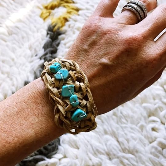 Hairpin lace leather bracelet