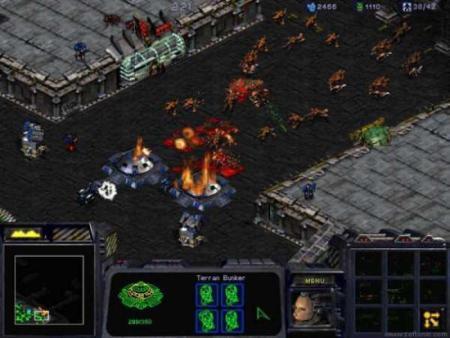 A screenshot from the original StarCraft's Terran campaign