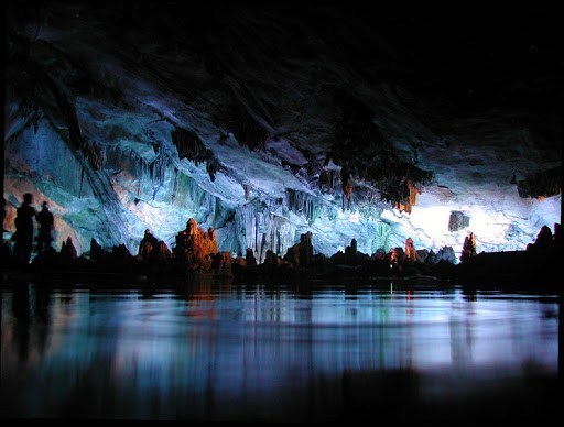 Image result for A lake inside the Reed Flute Cave in Guilin, China.