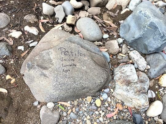Graffiti on rock on riverbed