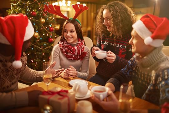48436403 - group of young friends spending christmas evening together