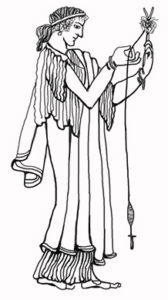 Greek woman spinning, 500 BCE