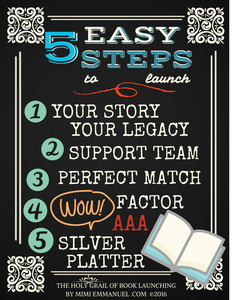 5 easy steps to launch your book by Mimi Emmanuel from The Holy Grail of Book Launching