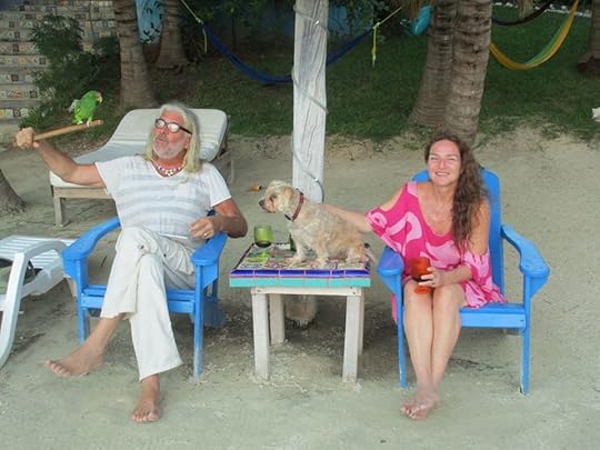 Relaxing with Tiger and the parrot.