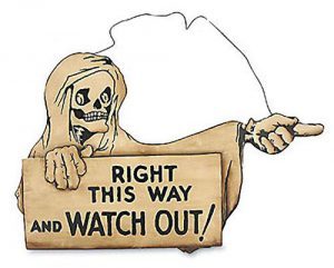 A vintage ghost-themed Halloween sign offers an aha moment just right for Halloween around the world.