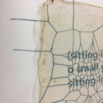 Close-up of finished pressed page. Laser cut text pressed within 5 layers of bio-paper to form one large single sheet.